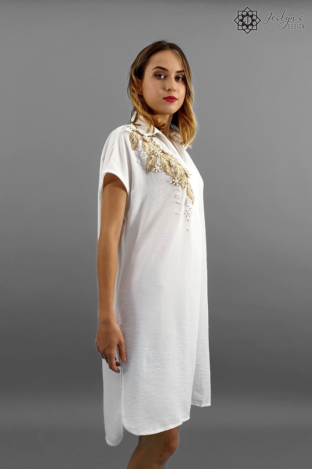 Daisy white shirt dress D88J