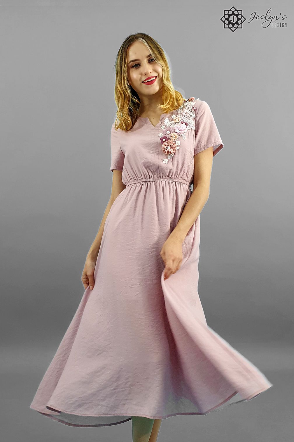 Pink maxi dress D90J