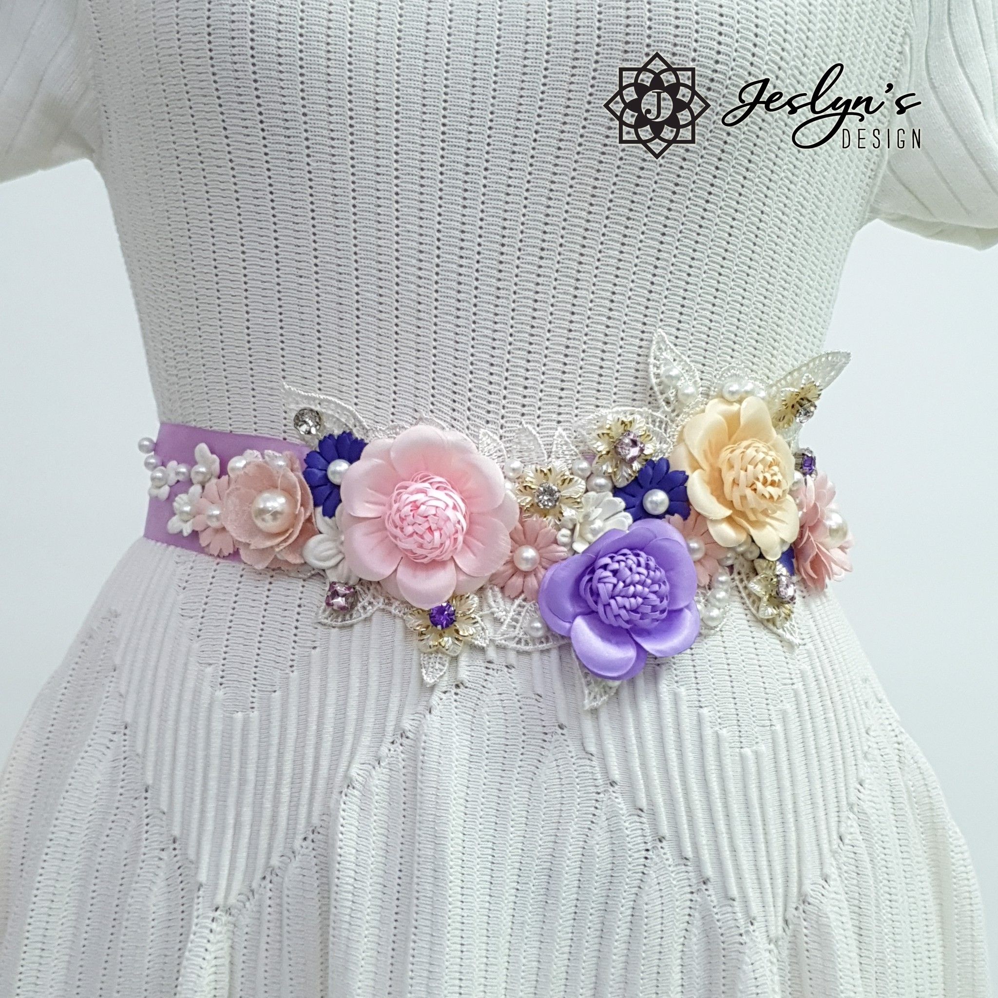 Pink and Purple Flower Sash - FS07