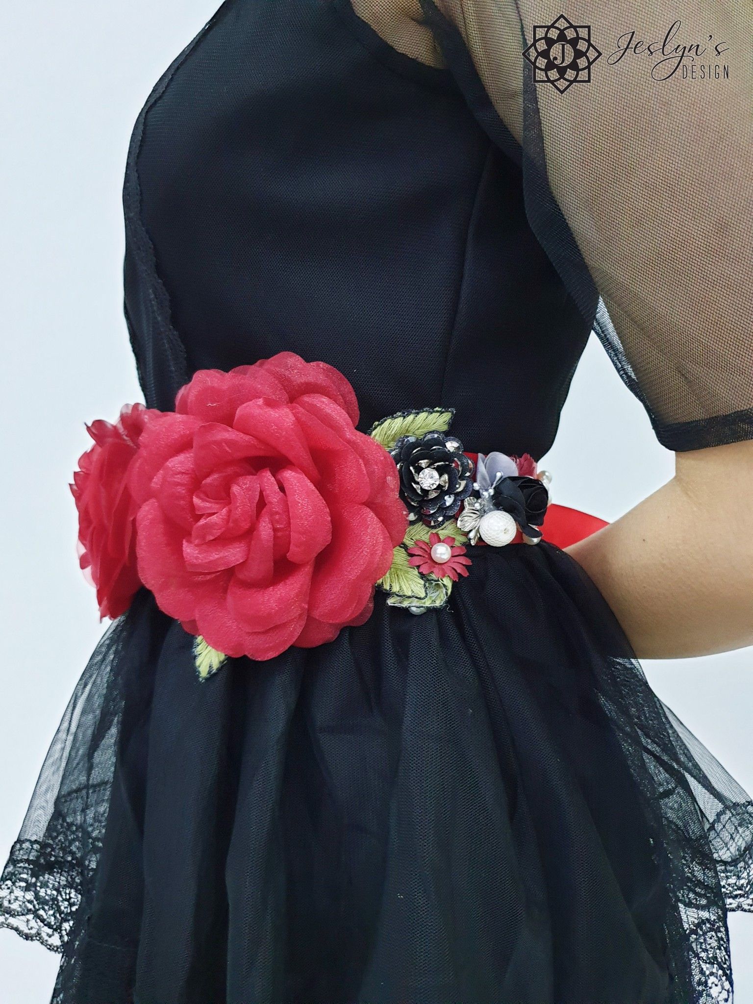 Rose red Flower Sash-FS69
