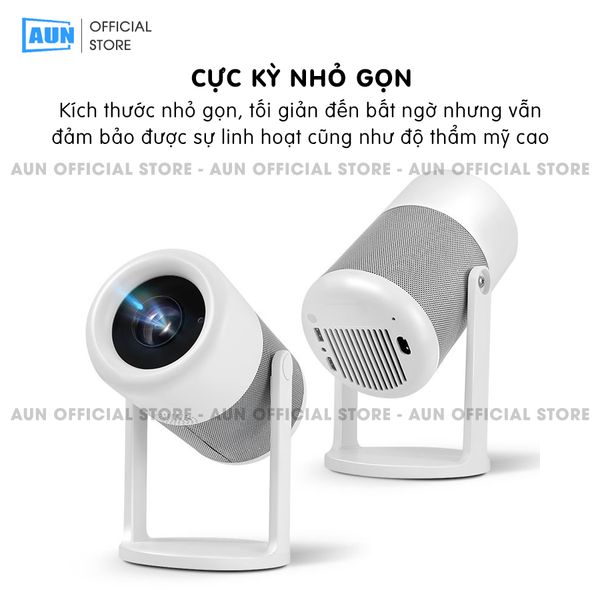 AUN HY300 Gen2 - Máy chiếu mini giá rẻ, độ phân giải thực HD 720p, độ sáng 200 ansi lumens, tích hợp Android và tính năng Auto keystone chỉnh nghiêng tự động, kết nối điện thoại linh hoạt