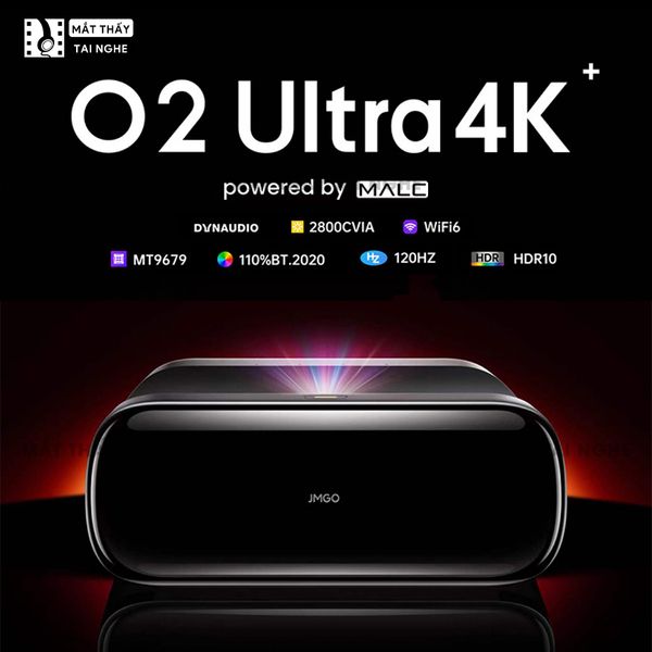 JMGO O2 Ultra 4K - Máy chiếu siêu gần thông minh tích hợp Hệ điều hành, độ phân giải 4K UHD 3840x2160p , độ sáng 4500 Ansi lumens, chip xử lý Mediatek 9679 siêu mạnh