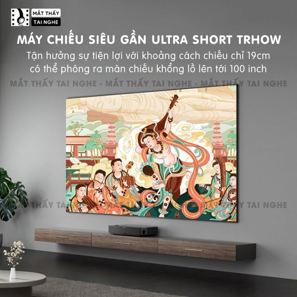 Changhong B8U - Máy chiếu siêu gần thông minh 4K UHD, độ sáng 2300 Ansi Lumens, hệ điều hành Android TV 11, hỗ trợ trình chiếu 3D cực đẹp