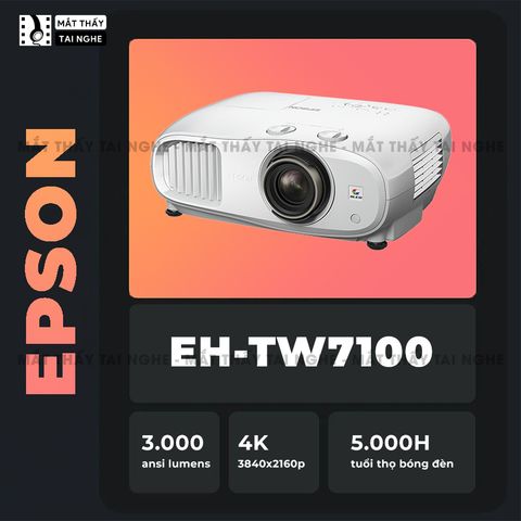 Epson EH-TW7100 - 99% - Máy chiếu 4K UHD 3840x2160p chuyên Cinema, độ sáng 3.000 ansi, tương phản siêu cao 100.000:1, hỗ trợ chiếu 3D cực đẹp