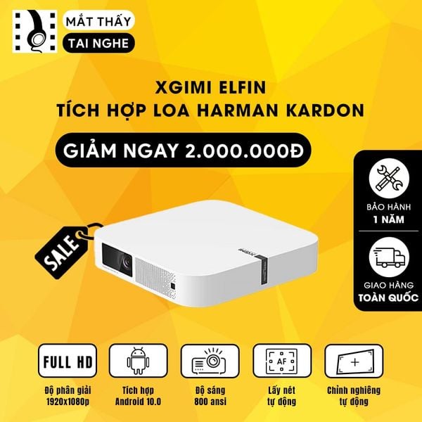 Xgimi Elfin - Máy chiếu thông minh bản quốc tế, máy chiếu DLP công nghệ 3D độ sáng 800 Ansi cho hình ảnh và màu sắc cực đẹp