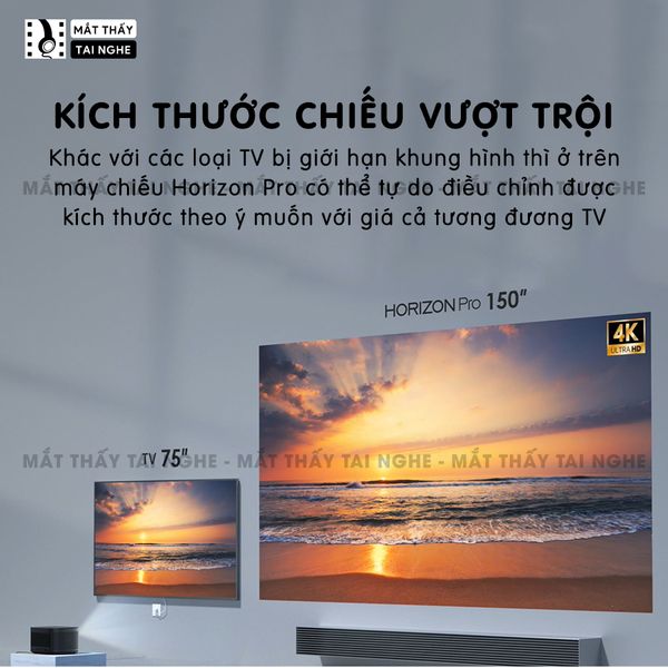 XGIMI Horizon Pro - Máy chiếu 4K DLP máy chiếu thông minh chuẩn độ phân giải thực 4K, độ sáng 2200 ANSI Lumens, Android TV 10.0, loa Harman Kardon Speakers, tự động lấy nét, tự động căn chỉnh góc chiếu