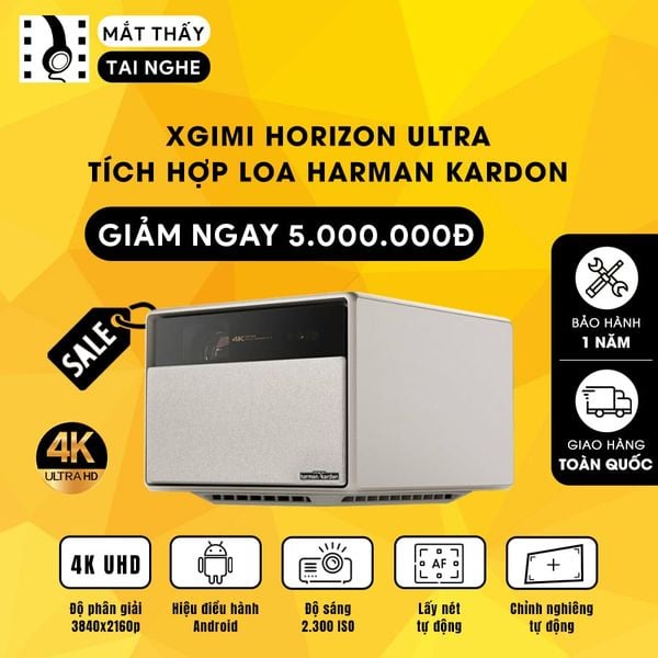 XGIMI Horizon Ultra - Máy chiếu 4K Dual Light LED-Laser thông minh chuẩn độ phân giải thực 4K, độ sáng 2300 ISO Lumens, Android TV 11, loa Harman Kardon Speakers, Dolby Vision, tự động lấy nét và tự động căn chỉnh góc chiếu