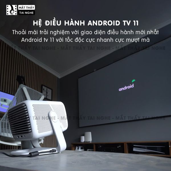 JMGO N1 Mini Quốc tế - Máy chiếu thông minh tích hợp Android TV 11 và âm thanh Dynaudio, độ phân giải FullHD 1920x1080p , độ sáng 800 CVIA lumens