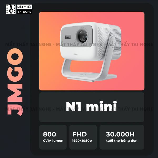 JMGO N1 Mini Quốc tế - Máy chiếu thông minh tích hợp Android TV 11 và âm thanh Dynaudio, độ phân giải FullHD 1920x1080p , độ sáng 800 CVIA lumens