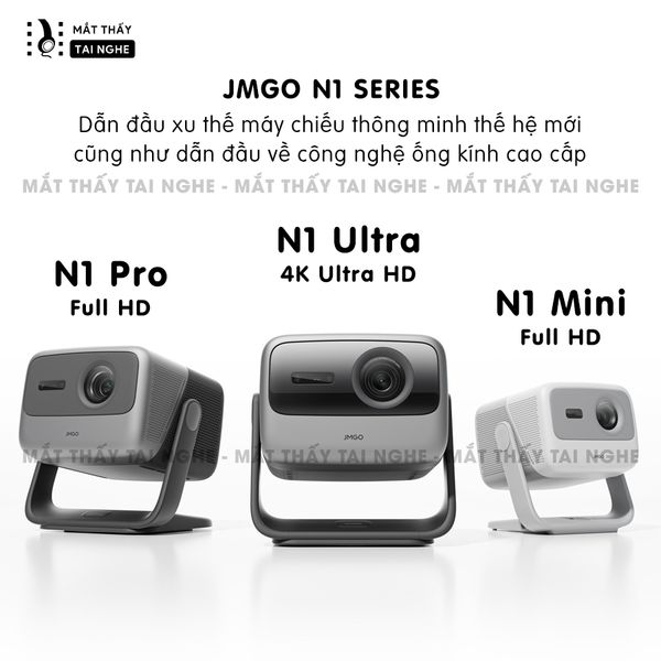 JMGO N1 Mini Quốc tế - Máy chiếu thông minh tích hợp Android TV 11 và âm thanh Dynaudio, độ phân giải FullHD 1920x1080p , độ sáng 800 CVIA lumens