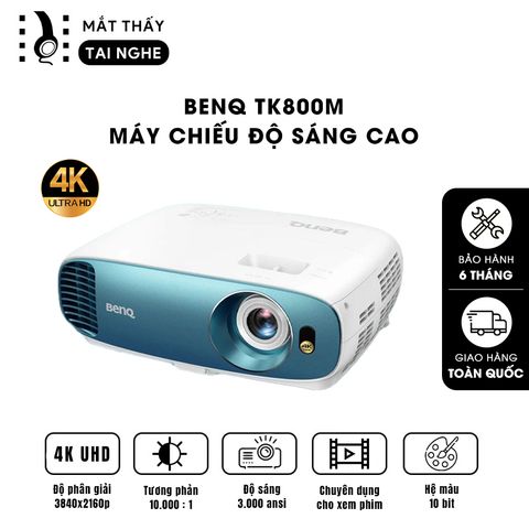 BenQ TK800m - 99% - Máy chiếu chuẩn 4K 3840x2160p, độ sáng cao 3000 Ansi, hệ màu 10 bít ( 1,07 tỷ màu), Rec 709, chế độ HDR, tuổi thọ 15,000h chất lượng hình ảnh cực đẹp