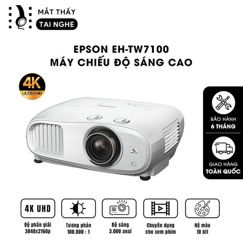 Epson EH-TW7100 - 99% - Máy chiếu 4K UHD 3840x2160p chuyên Cinema, độ sáng 3.000 ansi, tương phản siêu cao 100.000:1, hỗ trợ chiếu 3D cực đẹp