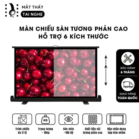 Màn chiếu để sàn tương phản cao Xview X2, có chân dựng đứng, góc nhìn 180 độ, loại cao cấp, cho chất lượng hình ảnh đẹp, sắc nét, thuận tiện di chuyển, hỗ trợ 6 kích thước