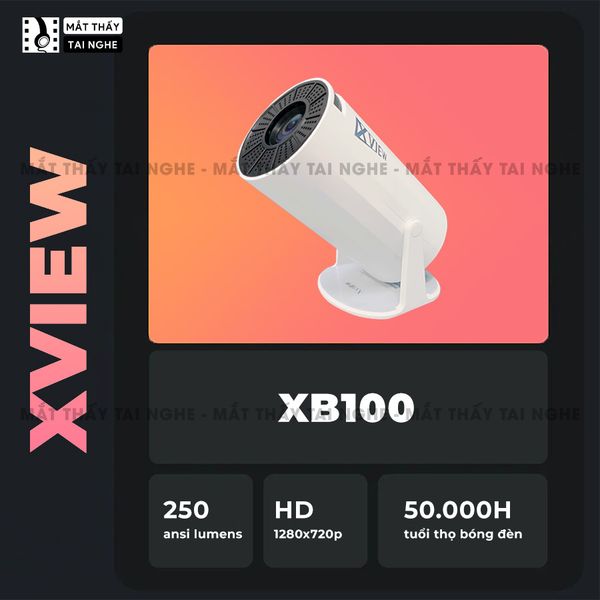 Xview XB100 - Máy chiếu mini giá rẻ tích hợp Hệ điều hành Android, độ phân giải HD720p, hỗ trợ đầu vào 4K UHD và chỉnh nghiêng tự động theo chiều dọc