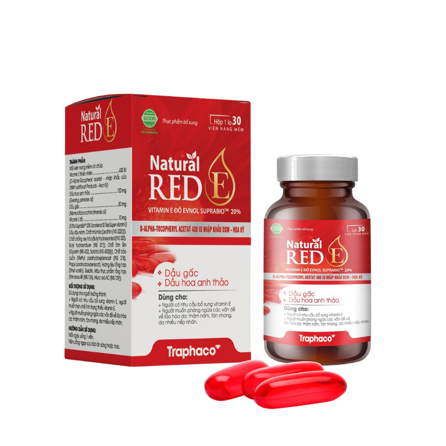 E đỏ Traphaco Natural RED E  lọ 30 viên