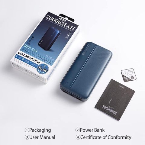 Sạc dự phòng Remax RPP 213 sạc nhanh 22.5W 20000mAh