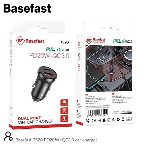 Tẩu Basefast TS20 20w 2 cổng usb+typec