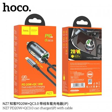 Tẩu sạc Hoco NZ7 20w kèm cáp iphone