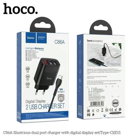 Bộ sạc 2 cổng usb Hoco C86 có báo đèn