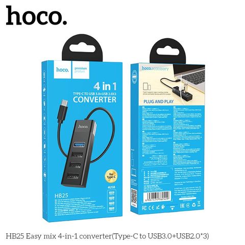 Hub chuyển Hoco HB25 TypeC sang 4 cổng USB