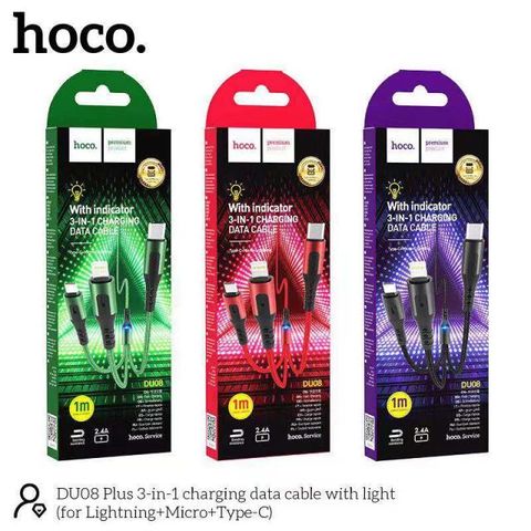 Cáp dù 3 đầu báo đèn Hoco DU08plus