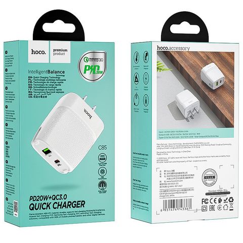 Củ sạc nhanh Hoco C85A 20w 2 cổng (usb+type c)