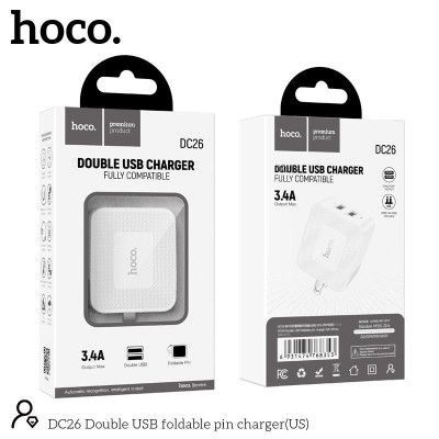 Củ 2 cổng usb sạc nhanh 3.4A Hoco DC26