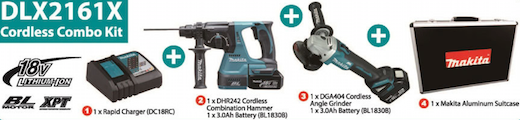  Bộ máy khoan, máy mài góc dùng Pin Makita DLX2161X 