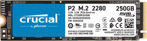 SSD Crucial P2 M.2 NVMe 250GB - CT250P2SSD8