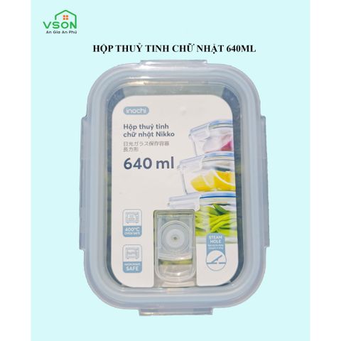  Hộp thuỷ tinh chữ nhật chịu nhiệt 640ml 