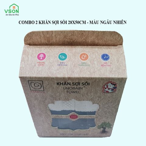  Combo 2 khăn sợi sồi 28x50cm - Màu ngẫu nhiên 