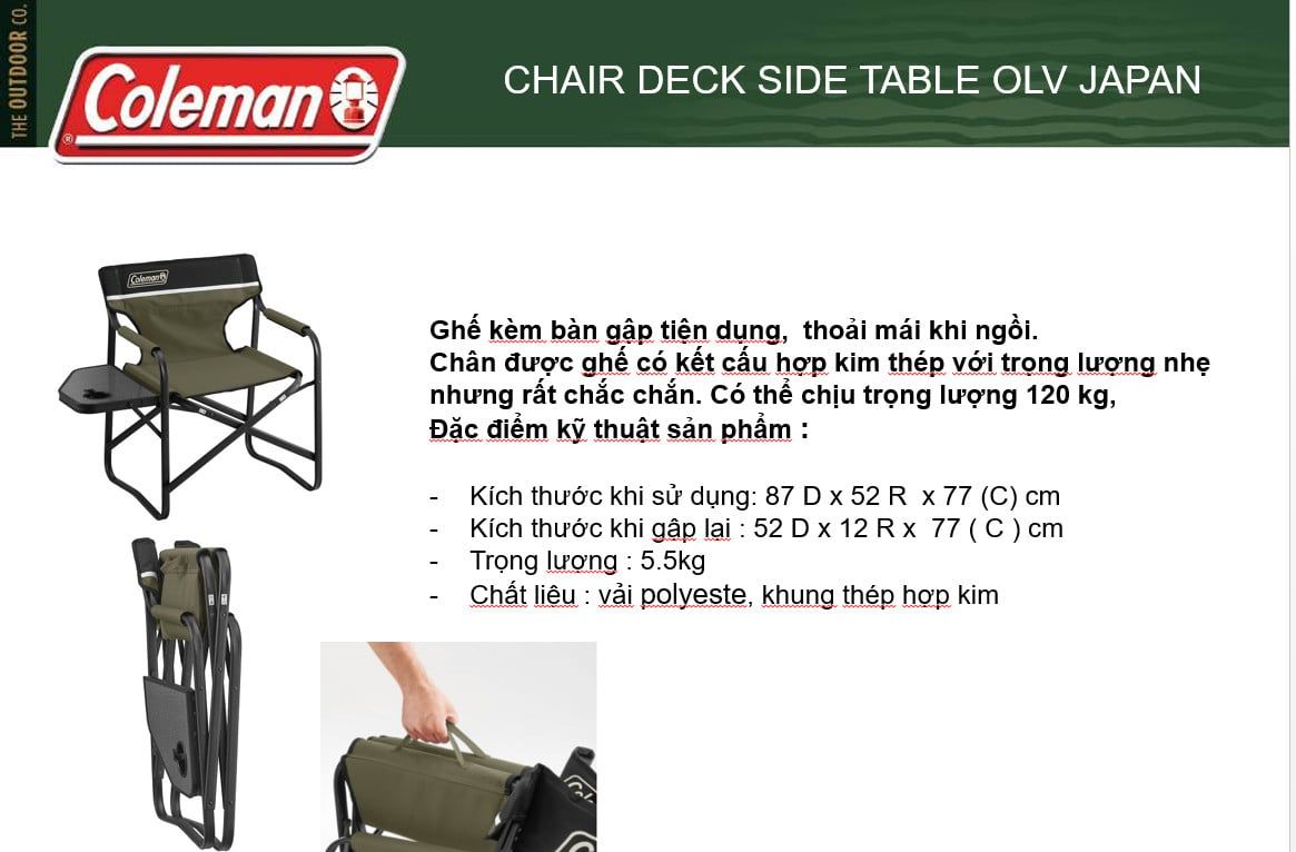  Ghế xếp Coleman 2000033809 - Xanh Bộ đội (2498) 