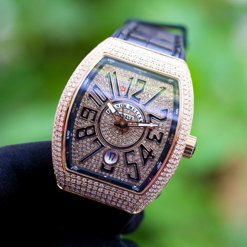 Franck Muller Vanguard V41 Rosegold 18k Steel Custom full Diamond Black Dial