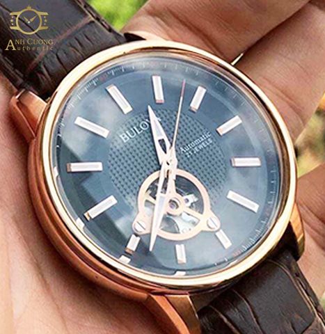 Đồng hồ Bulova Mechanical Open Heart Rose gold men's watch 97A109