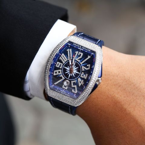 Franck Muller Yachting V41 Steel Custom Diamond Blue Dial