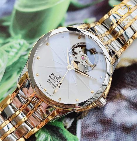 Đồng hồ Edox White Dial Automatic Two Tone Ladies Watch 85013 357J AID