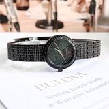 Đồng hồ Bulova Crystal Quartz Ladies Watch Stainless Steel Black 98L279