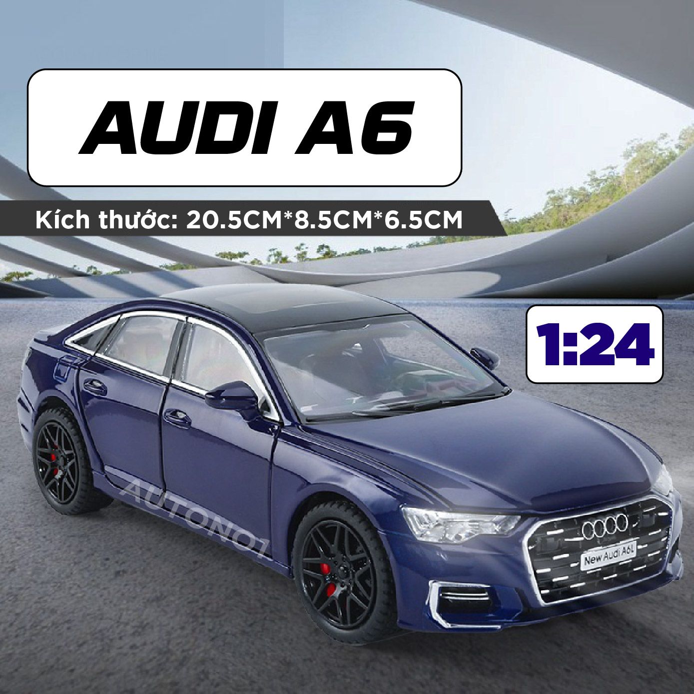  Mô hình xe Audi A6L full open có đèn có âm thanh đánh lái được tỉ lệ 1:24 Chimei Model OT389 