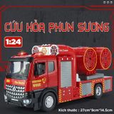  Mô hình xe cứu hỏa trục xoay phun khói tỉ lệ 1:24 Metal DieCast OT446 