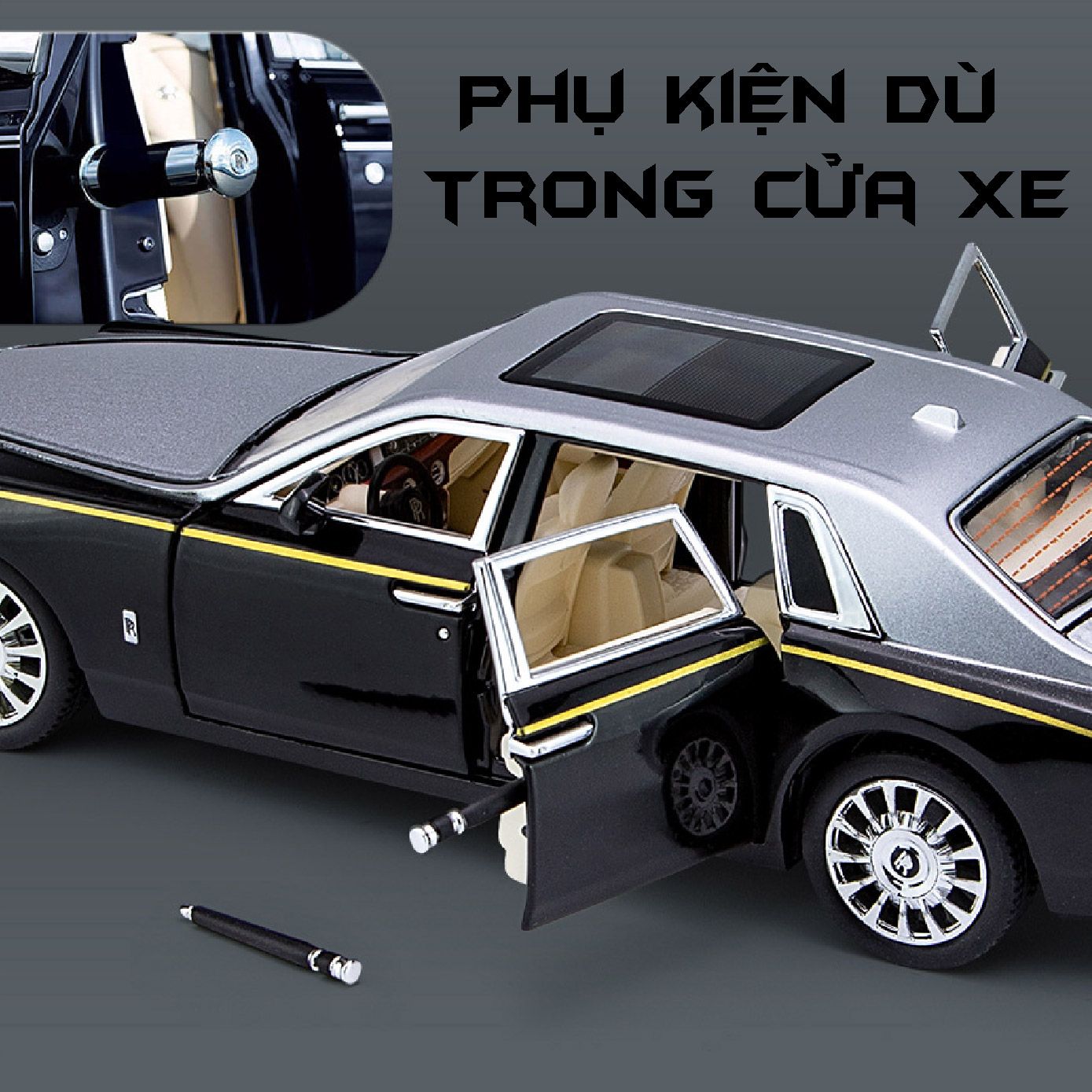  Mô hình xe Rolls Royce Phantom Trần Xe Bầu Trời Sao full open 1:24 Chezhi OT408 