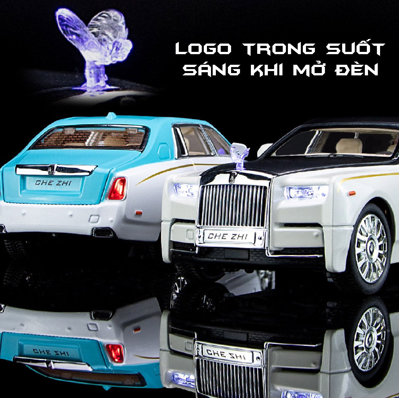  Mô hình xe Rolls Royce Phantom Trần Xe Bầu Trời Sao full open 1:24 Chezhi OT408 