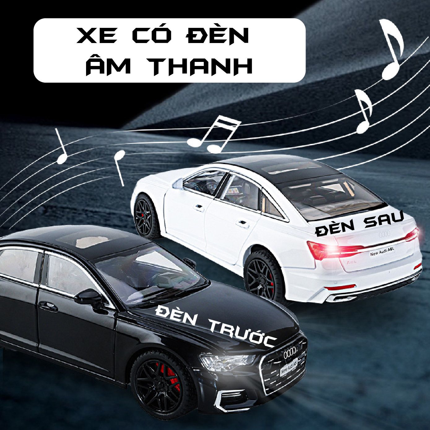 Mô hình xe Audi A6L full open có đèn có âm thanh đánh lái được tỉ lệ 1:24 Chimei Model OT389