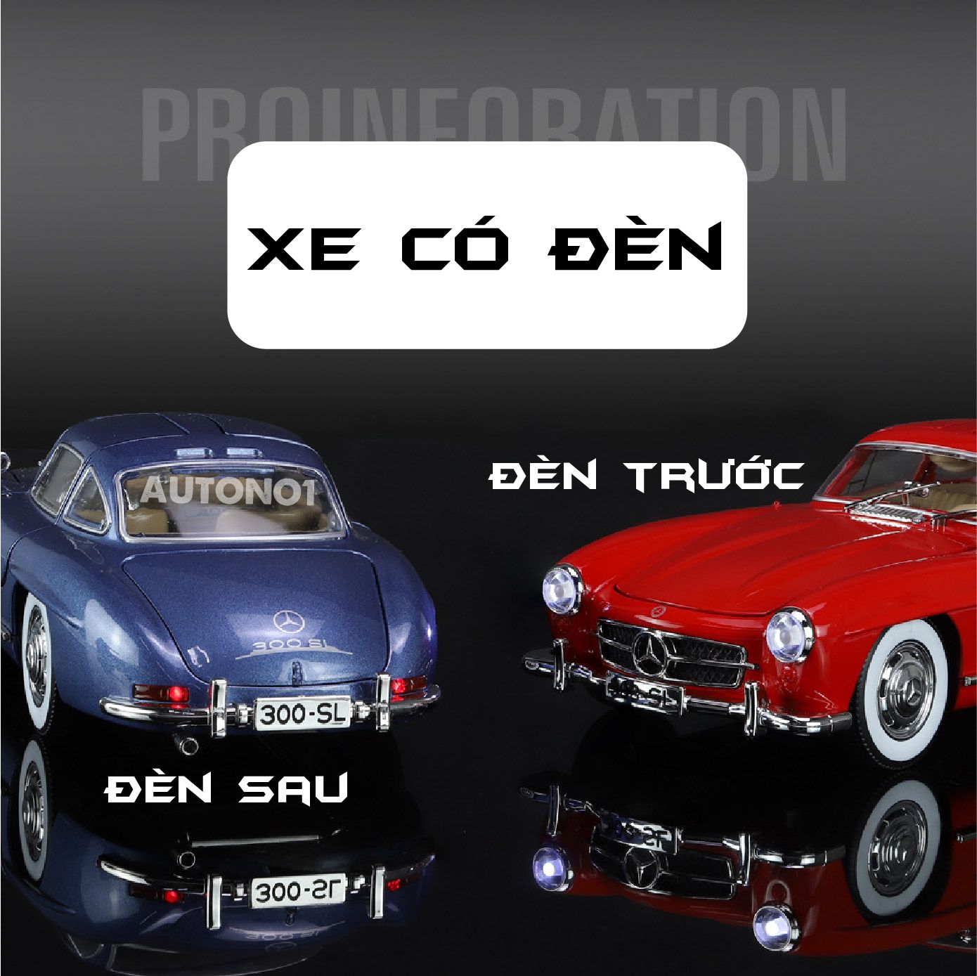  Mô hình xe Mercedes-Benz 300 SL full open có đèn có âm thanh đánh lái được tỉ lệ 1:24 Jinlifang OT433 