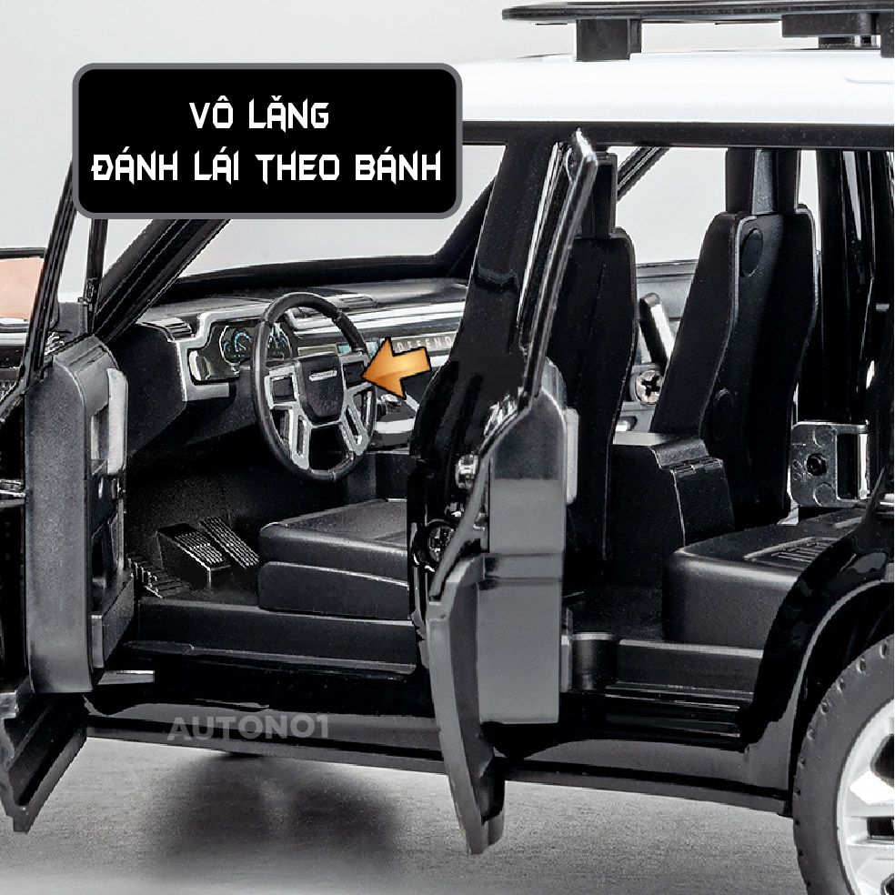  Mô hình xe ô tô Land rover Defender full open có phụ kiện đi kèm - có đèn có âm thanh tỉ lệ 1:24 Chezhi OT440 