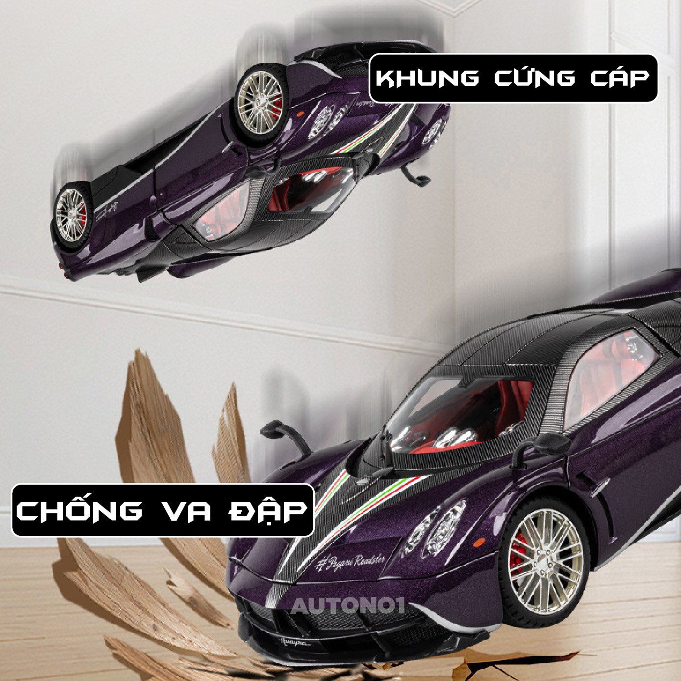  Mô hình xe Pagani Huayra đánh lái được full kính full open tỉ lệ 1:18 Chezhi OT393 