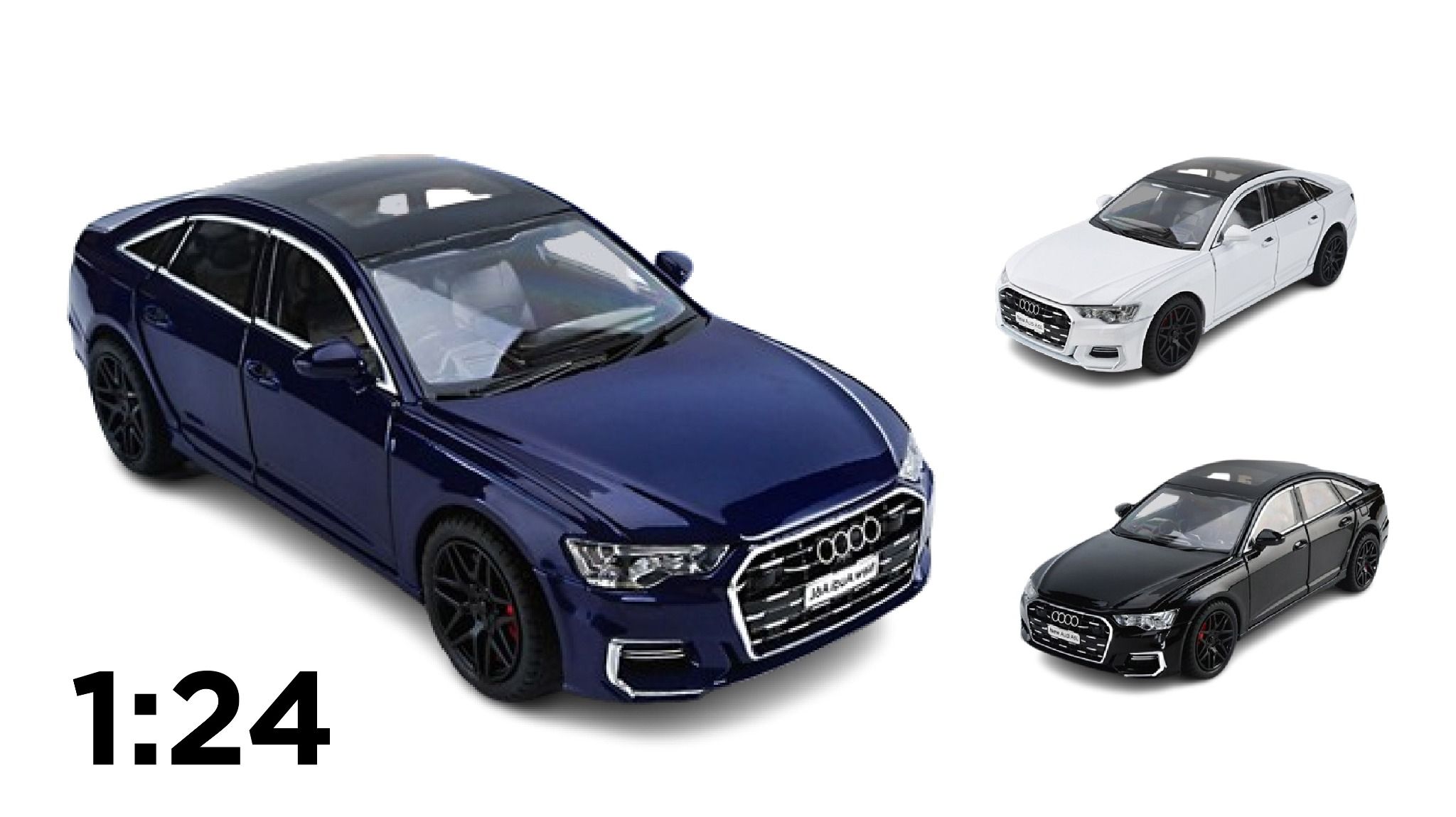 Mô hình xe Audi A6L full open có đèn có âm thanh đánh lái được tỉ lệ 1:24 Chimei Model OT389
