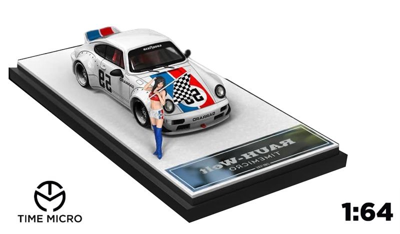Mô hình xe Porsche Rauth Welt RWB 964 Brumos Racing 59 white tỉ lệ 1:64 Time micro
