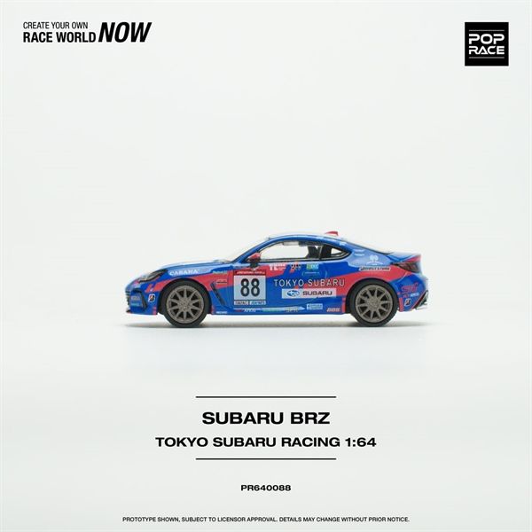Mô hình xe Subaru BRZ Tokyo subaru racing #88 2024 tỉ lệ 1:64 Poprace PR640088