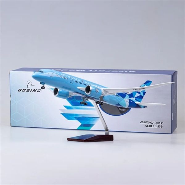 Mô hình máy bay Jason Tutu Etihad Boeing B787 blue Ả Rập 47cm có đèn led tự động theo tiếng vỗ tay hoặc chạm MB47047
