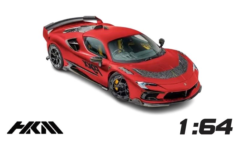 Mô hình xe Ferrari Mansory F9XX Stradale Hardtop Red tỉ lệ 1:64 có đế và hộp mica HKM Premium HKM-F9XX-2